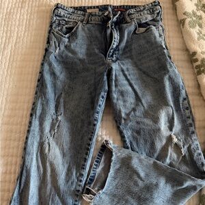 Distressed Blue Jeans
